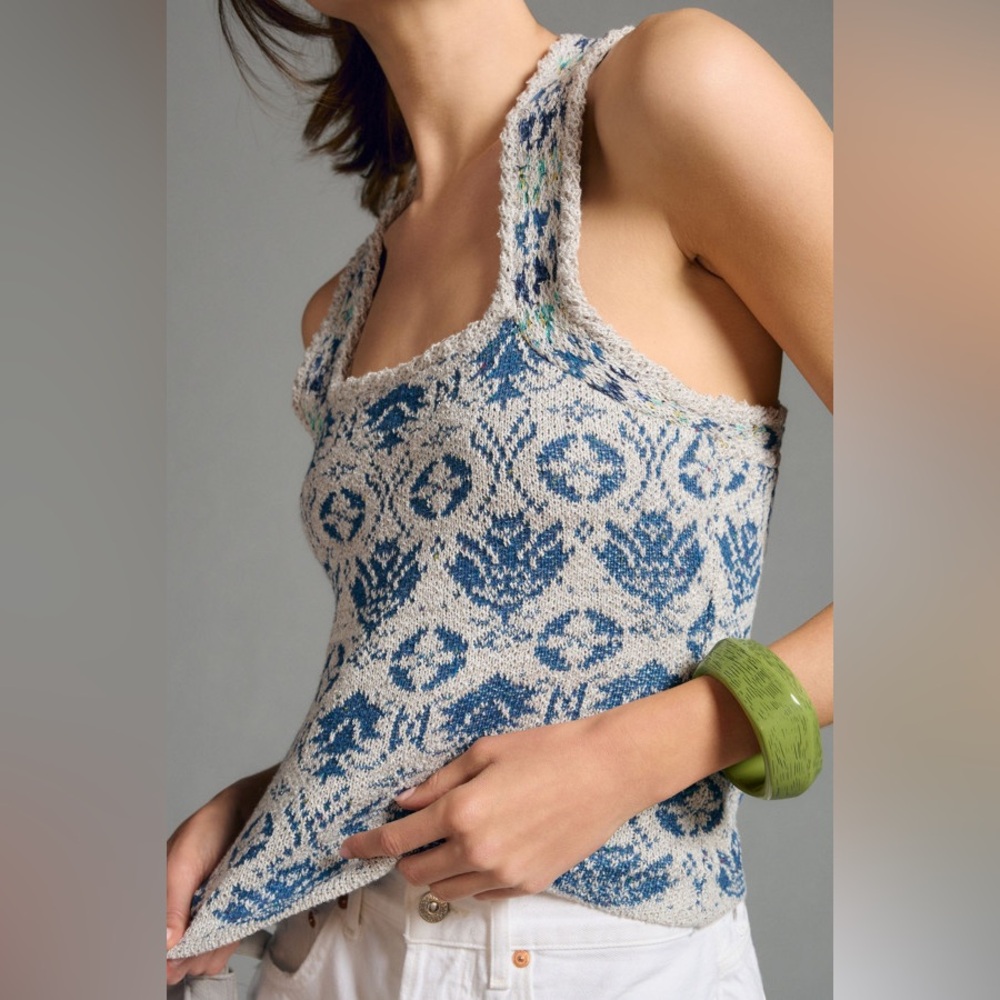 Pilcro Ribbed Square Neck Sweater Tank Top